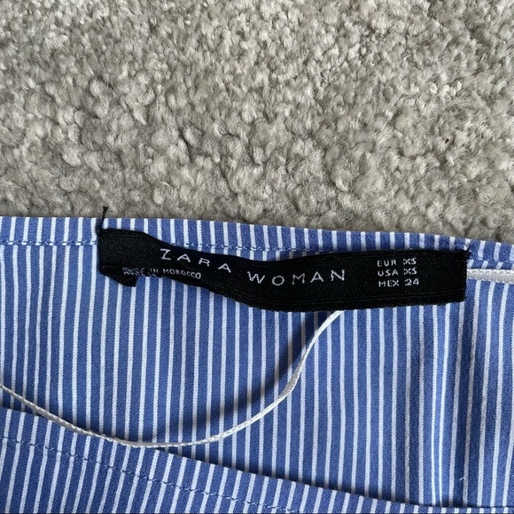 ZARA Pinstripe Crochet Lace Guipure Sleeve Blouse - Picture 8 of 10